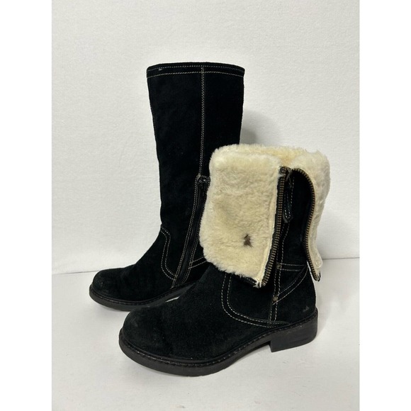 Manas Shoes - Manas Design Perlita Black Leather Fold down Fur Lined Boots EU 36